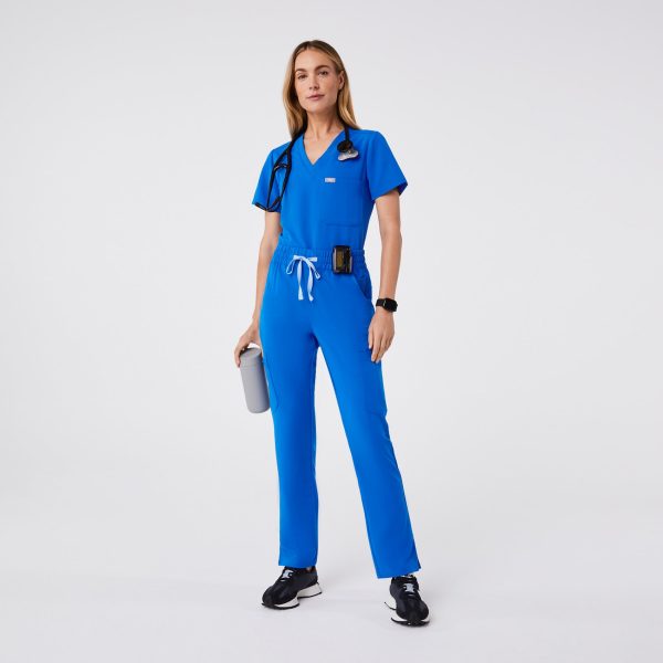 women s Royal Blue High Waisted Dowa - Petite Scrub Pant For Sale - Image 2